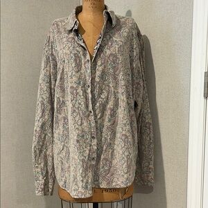 Cubavera Beige paisley corduroy oversized button down
